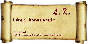 Lányi Konstantin névjegykártya